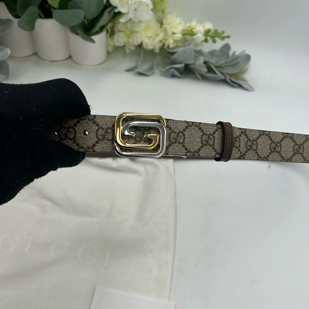 Men's Gucci GG Supreme belt with interlocking G buckle size 115 cm/46 inches